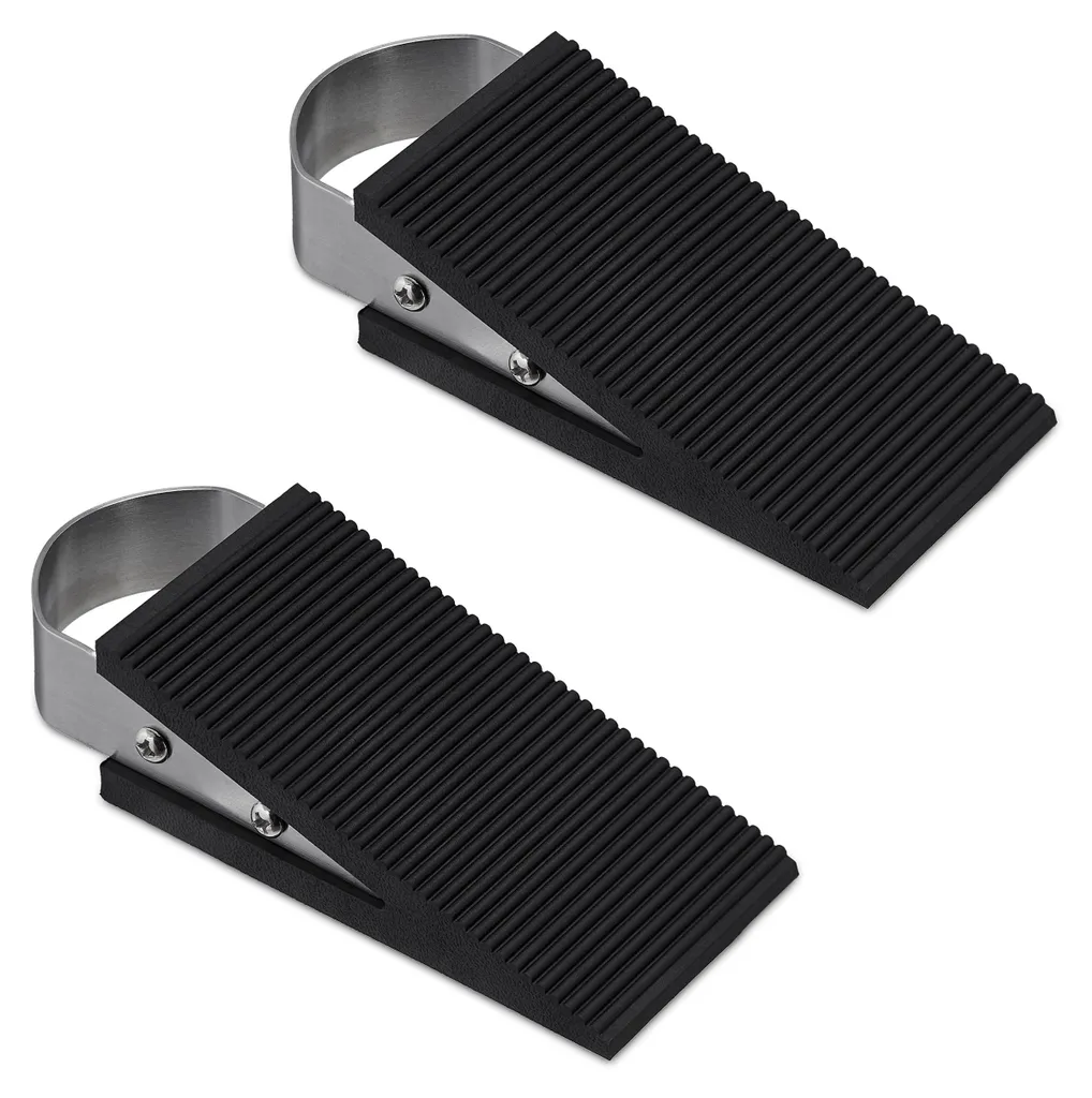 Cales de porte inox et caoutchouc, butées de sol grises lot de 2 pro