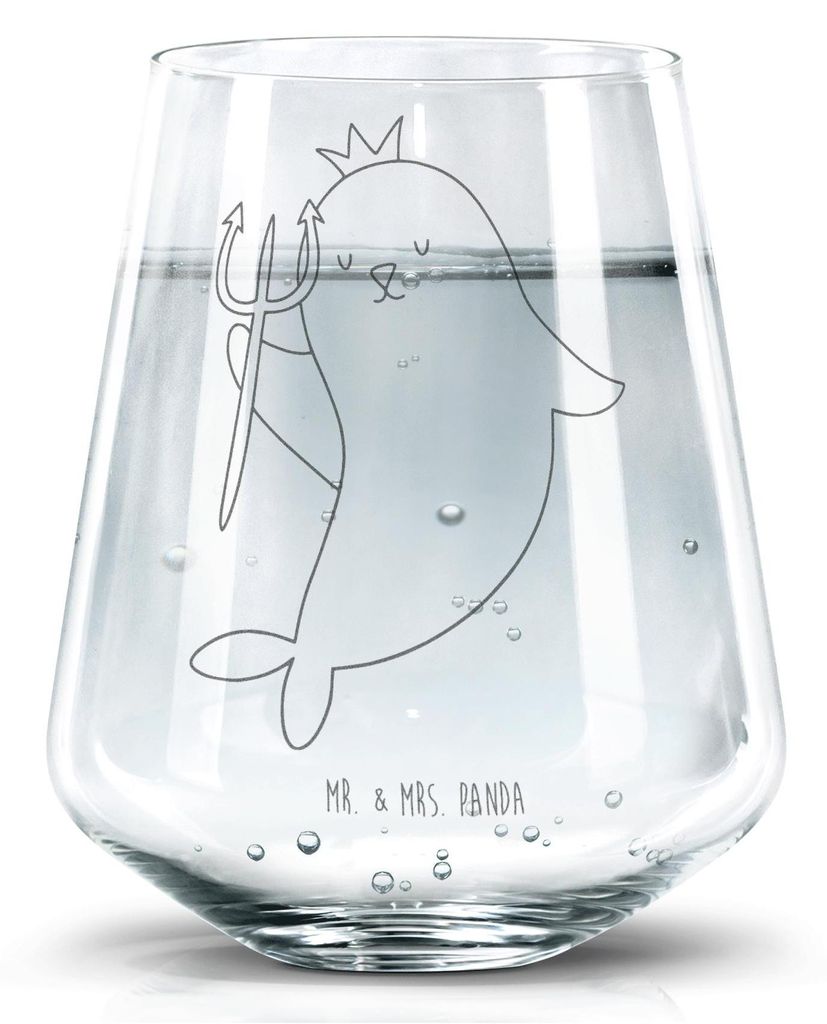 Mr. & Mrs. Panda Wasserglas Sternzeichen Wassermann - Transparent - Geschenk, Nix, Meermann, Tumbler Glas, Trinkglas, Geburtstag Februar, Bechergla...