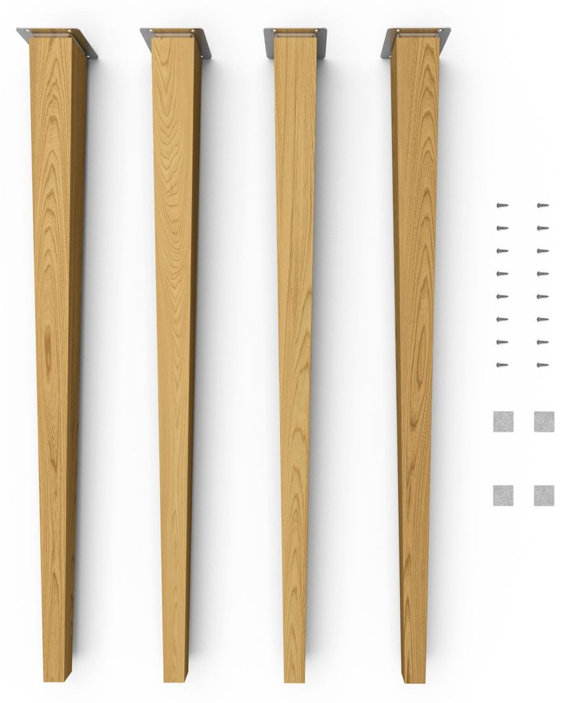 4x sossai Holzfüße eckig - gerade Ausführung 71cm Eiche Produktbild 