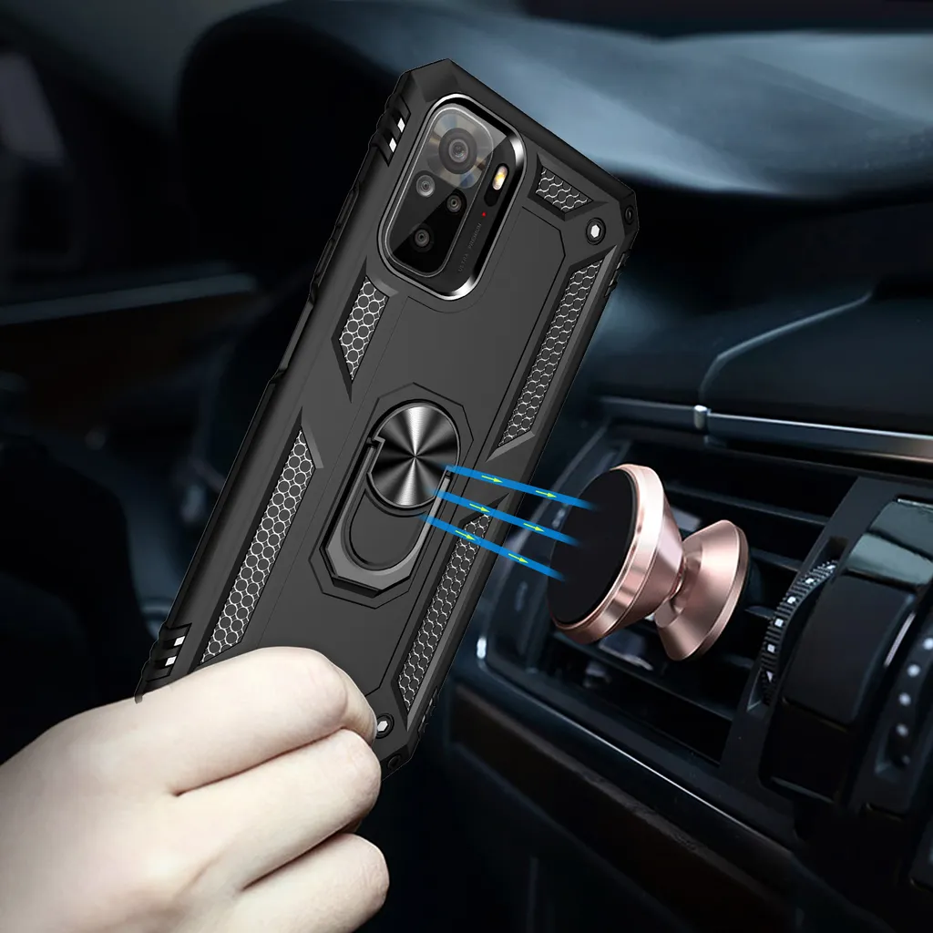 Liner Cover Per Xiaomi Redmi Note 10 4G/Note 10S, Custodia Militare Anti-Caduta Con Paraurti In TPU E Supporto Nascosto, Grigio - 3