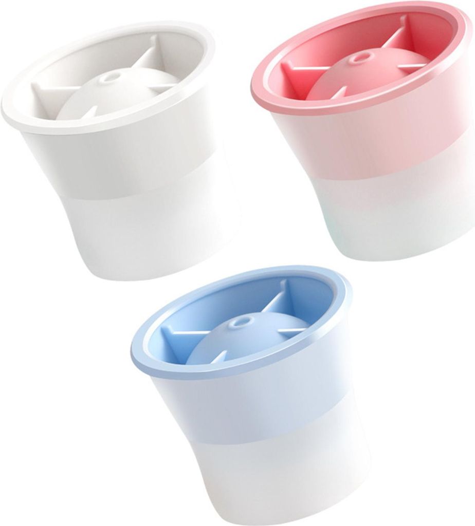 3-teilige runde Eiswürfelformen aus Silikon mit Deckel, leicht zu lösende Kugel-Eismaschine für Whisky-Cocktails und Bourbon, langsam schmelzend...