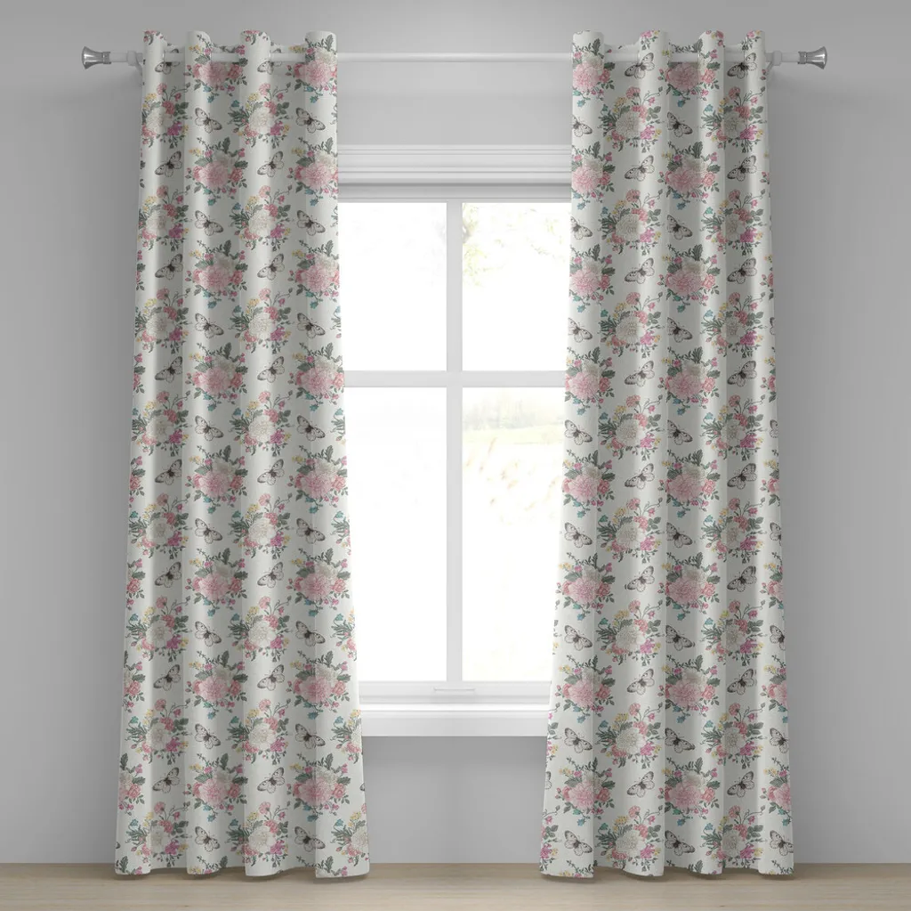 Tenda Shabby Flora ABAKUHAUS 280x225cm Rosa Verde Stile Vittoriano