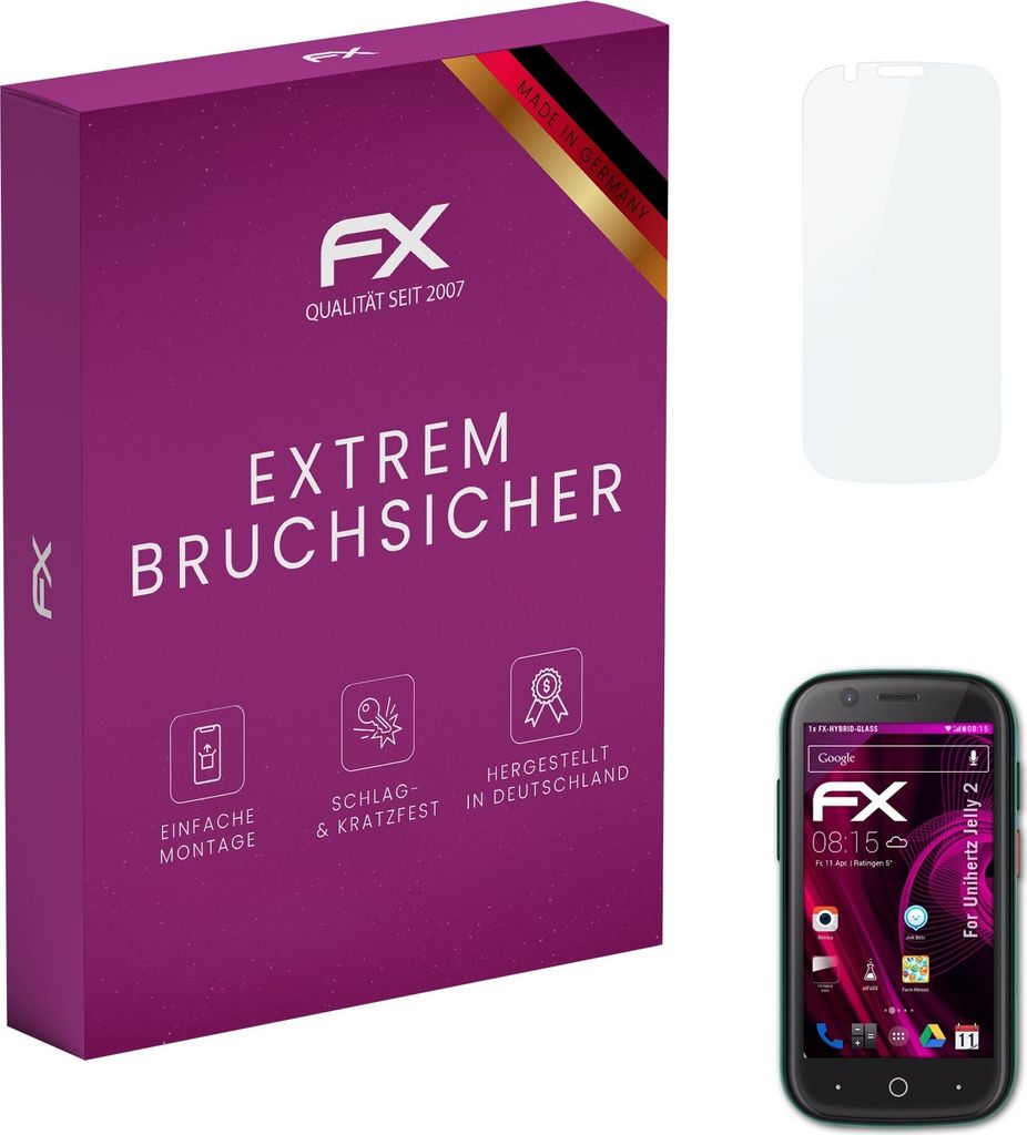 atFoliX FX-Hybrid-Glass Displayfolie kompatibel mit Unihertz Jelly 2 Glasfolie