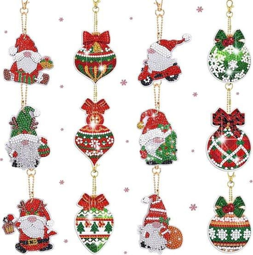 Weihnachtskalender mit 12 Edelsteinbildern - 5D Edelsteinbilder - Hängeobjekt - Adventzeit - Winterfest - Selbstgemacht.