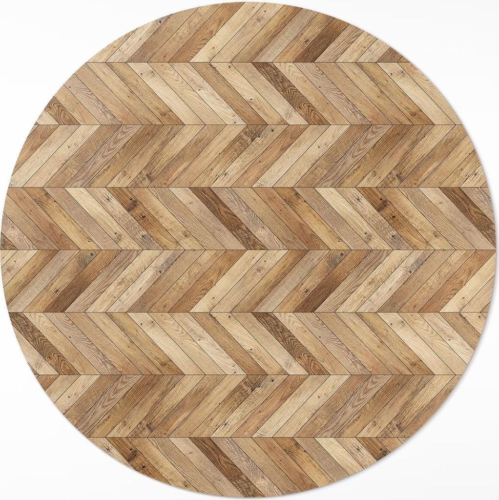 Trendiges Holz-Fischgrätenparkett– Vinylteppich – Indoor Teppich – Flur – Pflegeleicht – Runder Teppich – PVC Teppich – Outdoor Tepp...