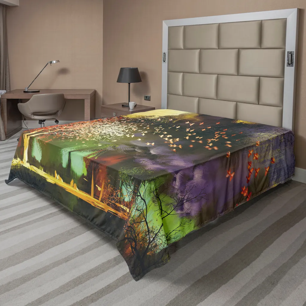 Drap de Lit Douceur Absolue Forêt Enchantée Jaune Violet 260 cm x 228