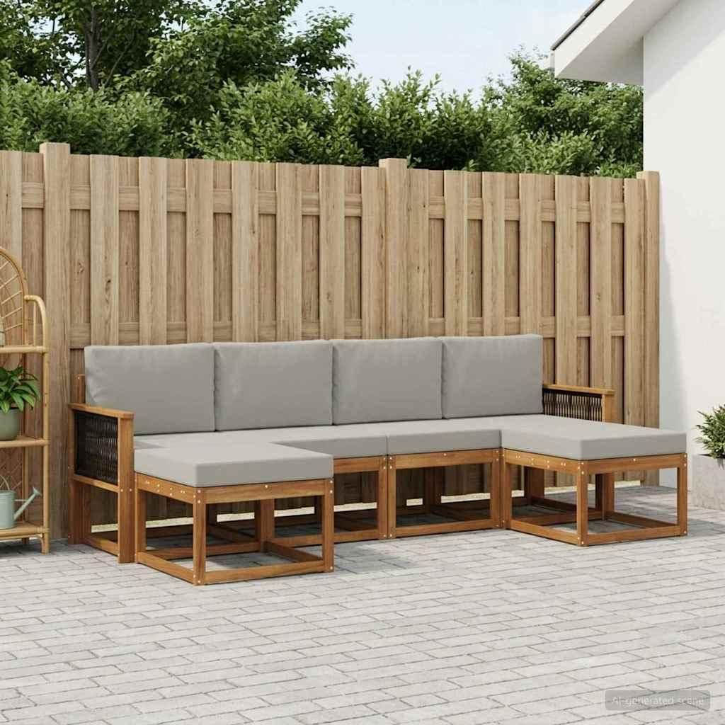 Möbel Outdoor-Sofagarnitur 6 pcs Natürlich und Hellgrau PolyesterGartensofas - Gartensofas c2294