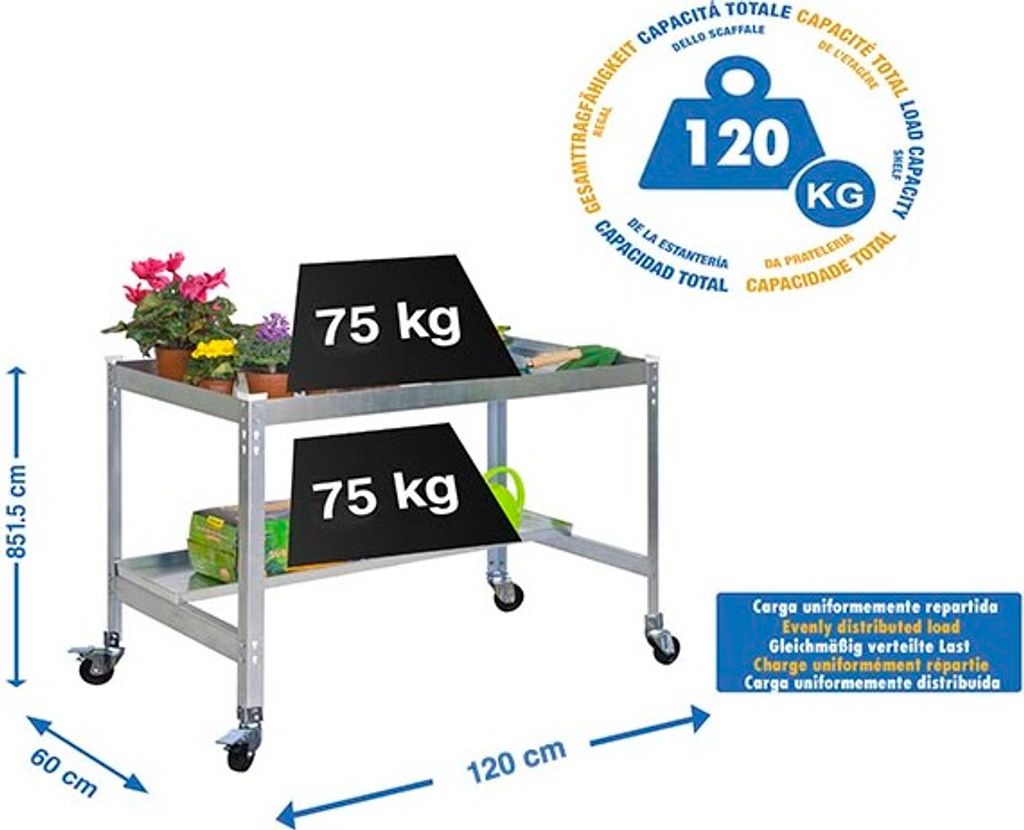 SIMONGARDEN DESK MOB Anzuchttisch. 1200x600 GALVA/GALVA