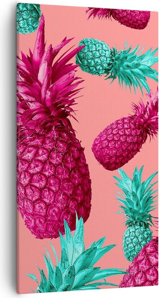 Bild auf Leinwand - Leinwandbild - Ananas Obst Saft - 55x100cm - Wand Bild - Wanddeko - Wandbilder - Leinwanddruck - Bilder - Kunstdruck - Wanddeko...