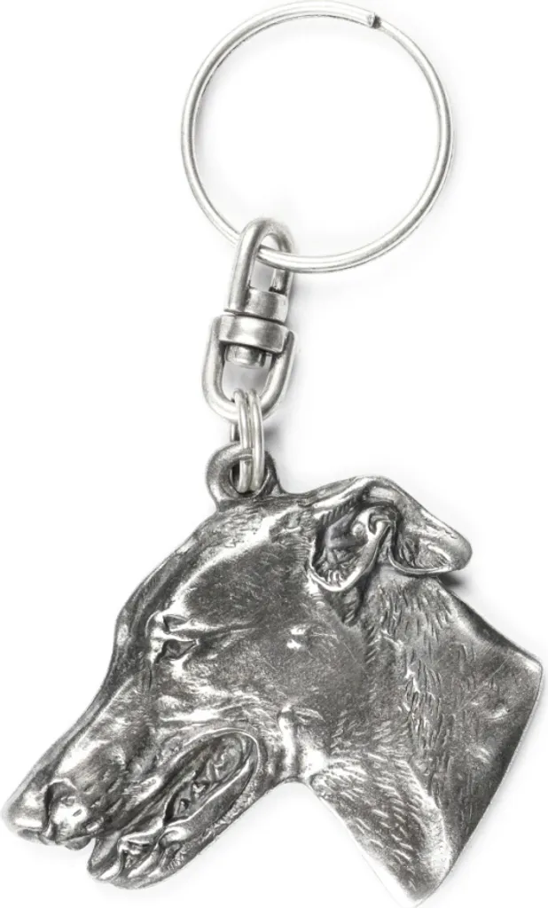 Levriero - Ciondolo a forma di cane placcato in argento, ornamento da borsetta, ciondolo da zaino di Art-Dog