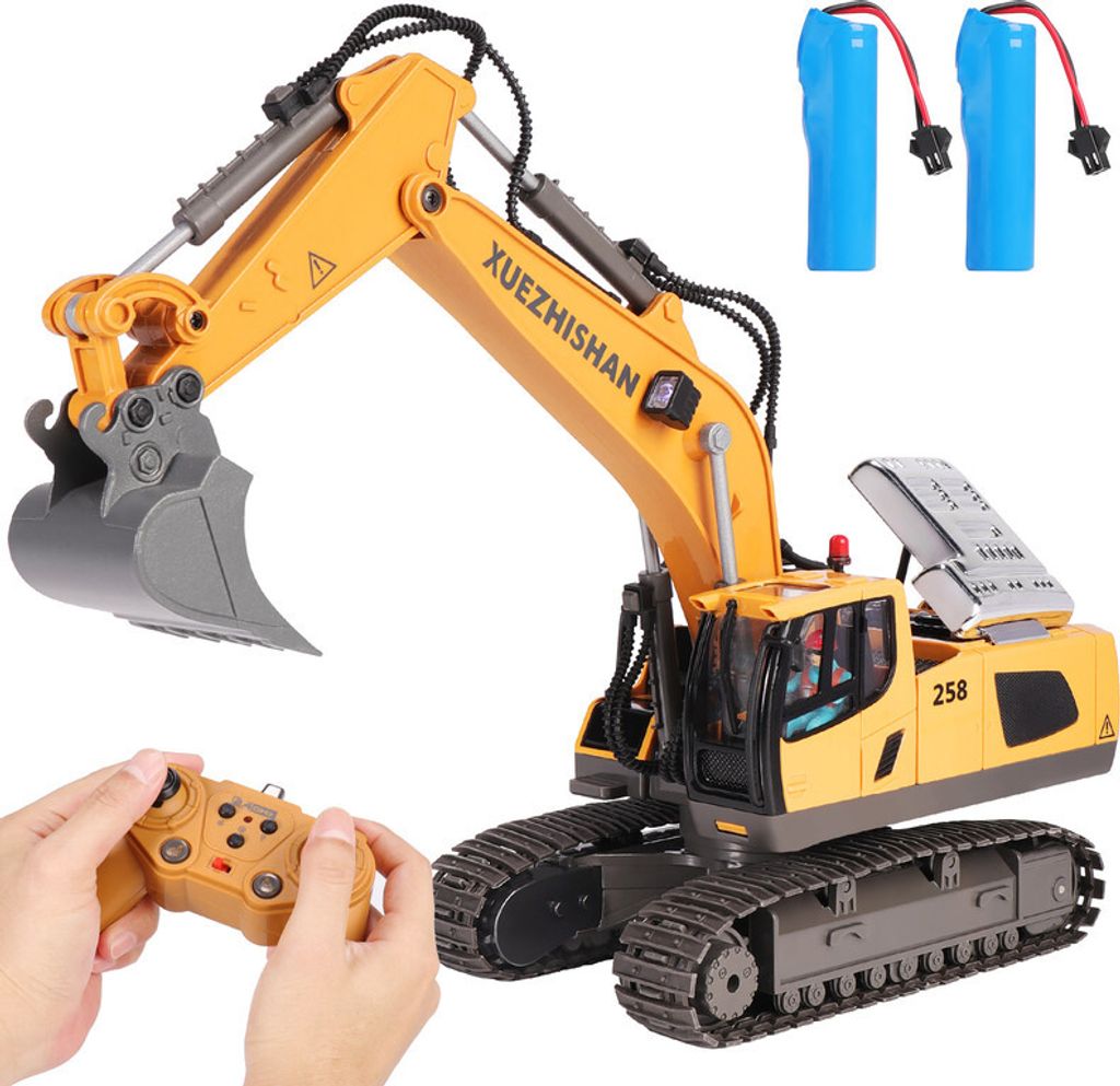 Ferngesteuertes Baggerspielzeug für Kinder baustellenfahrzeug2,4-GHz-Fernbedienung mit Schaufel aus Eisenlegierung,inklusive 2-teiliger Batterie m...
