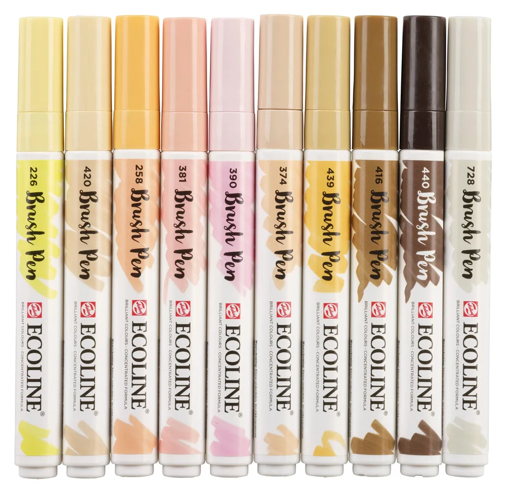 Stylos Pinceaux Ecoline à Pointe Flexible Talens Lot de 10 - Pack de 3 Boîtes