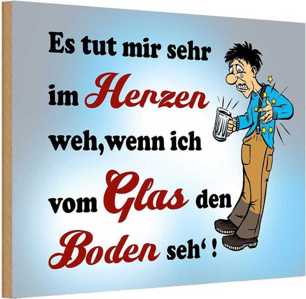 vianmo Holzschild 20x30 cm tut Weh wenn vom Glas Boden seh Spruch Zitat