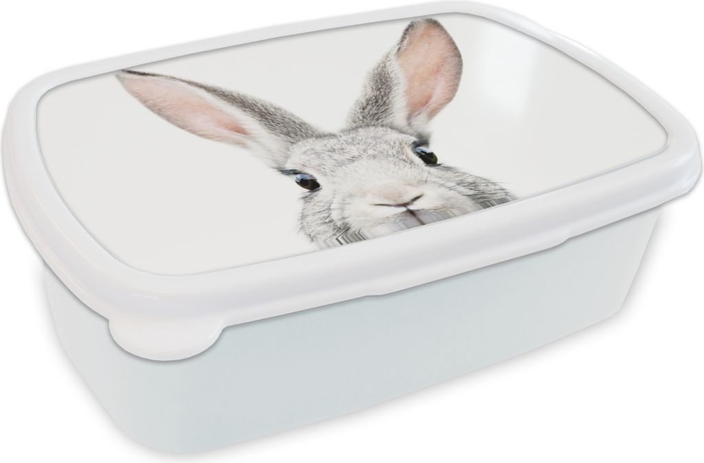 KitchenYeah Lunchbox Brotzeit Brotdose 17x11 cm Kaninchen - Tiere - Natur - Weiß Kinder Brotzeitdose - Lunch Box - Kinder - Sandwich-Box - Schul...