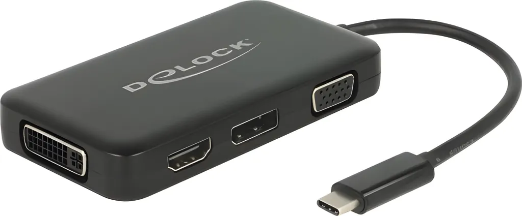 Adaptateur USB-C Tout-en-Un Connectez Tout Écran HDMI VGA DVI DP Noir Facile
