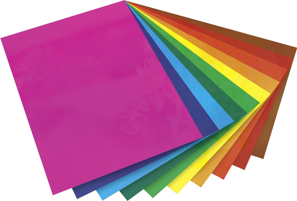 folia Fensterfolie 350 x 500 mm 10 Bogen farbig sortiert 10 Blatt
