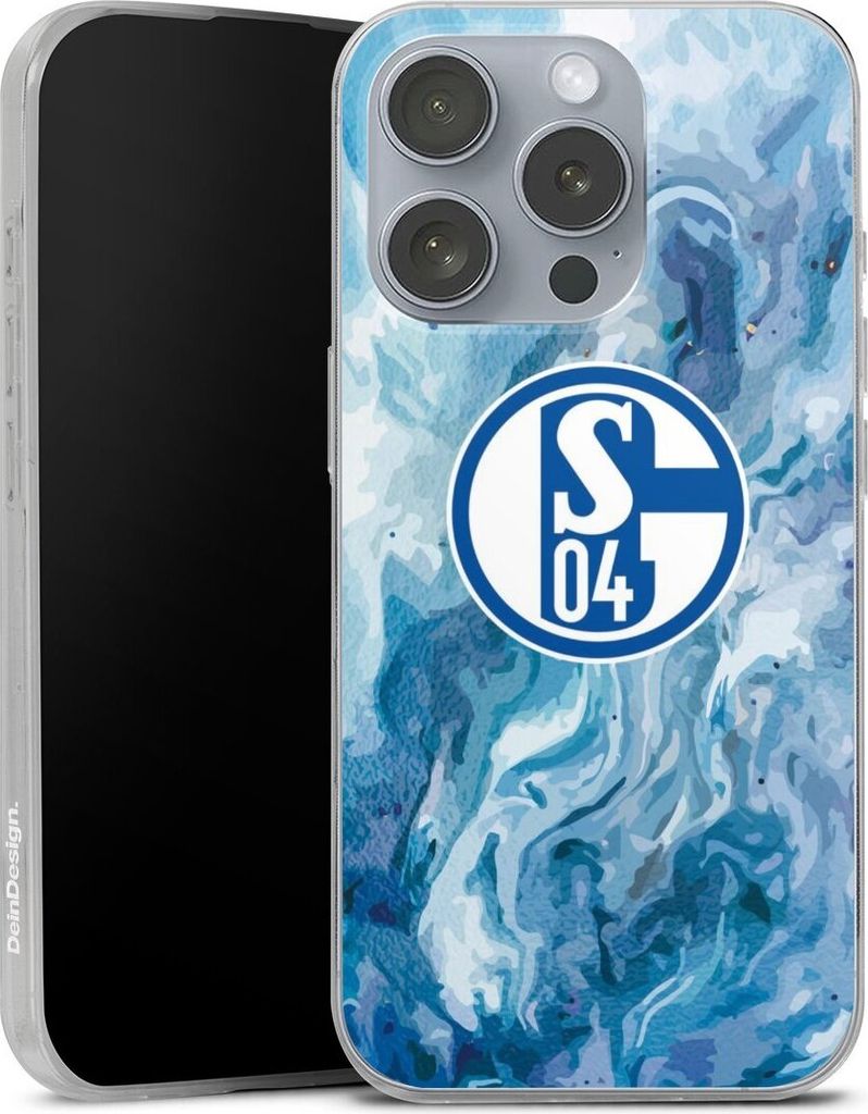 DeinDesign Slim Hülle für Apple iPhone 16 Pro Silikon Case Ultra Dünn Handyhülle FC Schalke 04 Fanartikel Logo