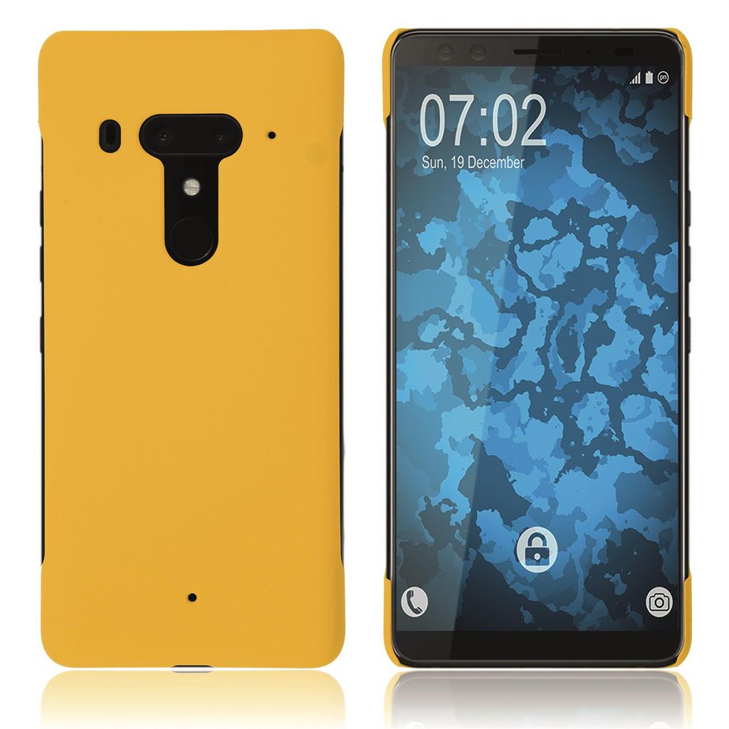 PhoneNatic Case kompatibel mit HTC Exodus 1 - Hülle gelb gummiert Hard-case Cover