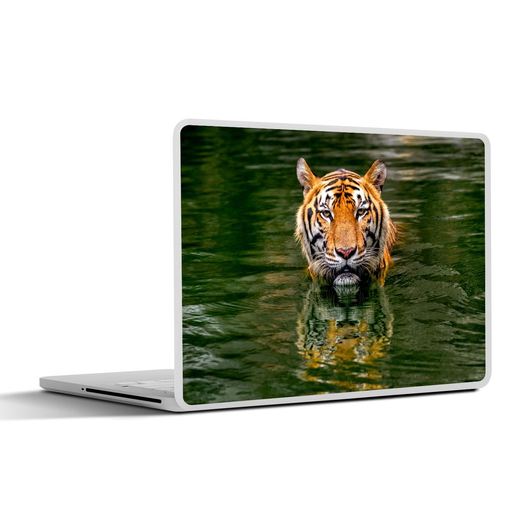 MuchoWow Laptop Aufkleber Sticker Cover Tiger im Wasser 30x22 cm - Laptop-Sticker