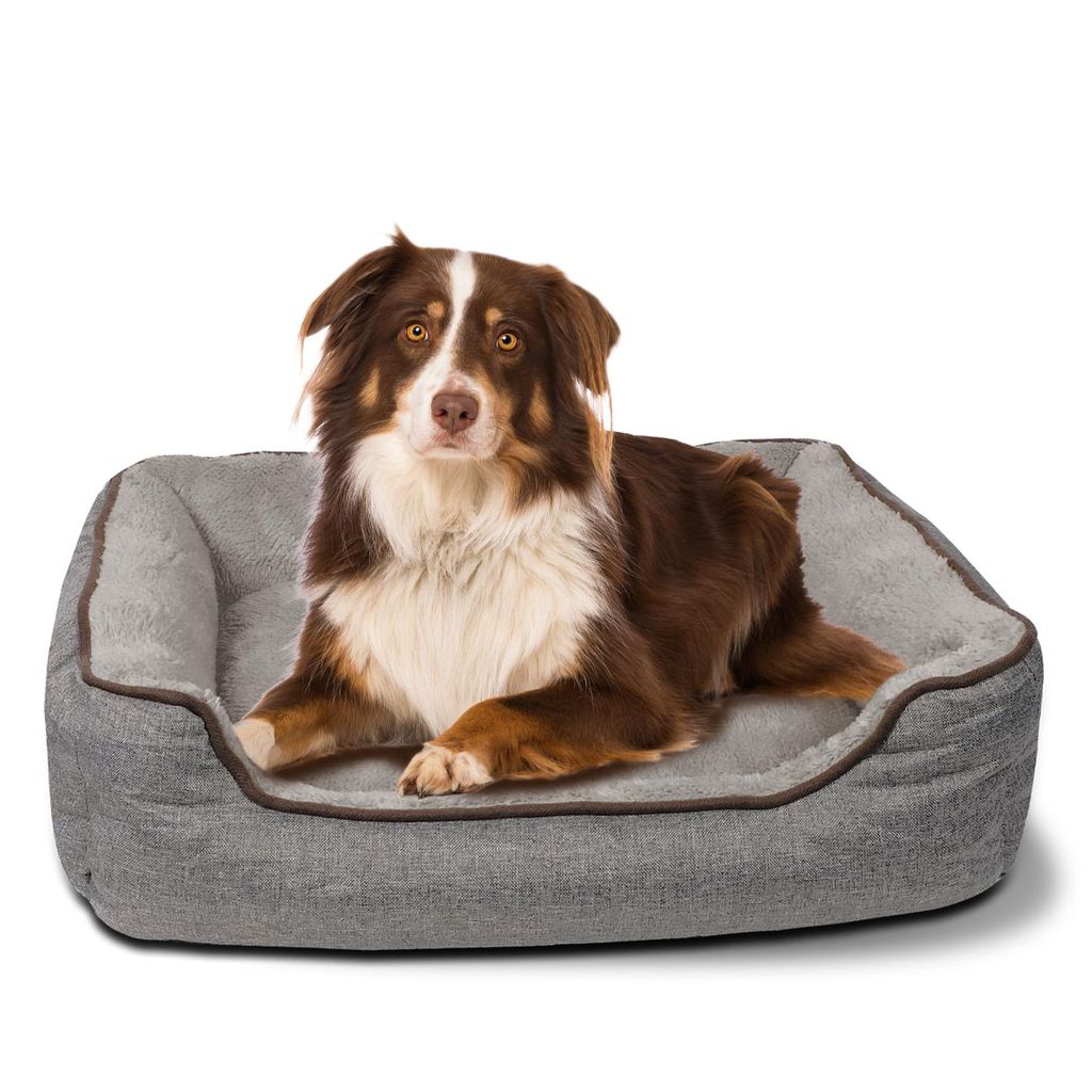 Hundebett Hundesofa Hundekorb mit Wendekissen (L) 80 x 60 cm Außenmaß, grau.