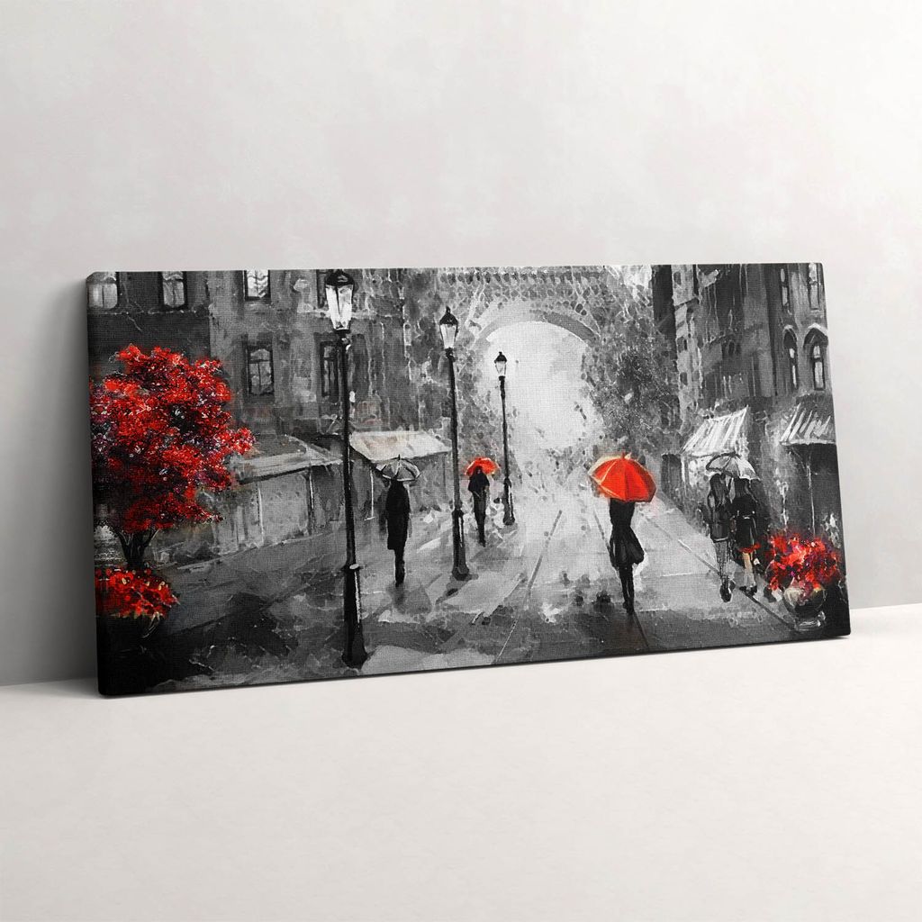 Pariser Straßen und der Eiffelturm – Leinwandbild Wandbild – 140x70 cm – Leinwandbilder – Wandbilder – Schlafzimmer – Flur
