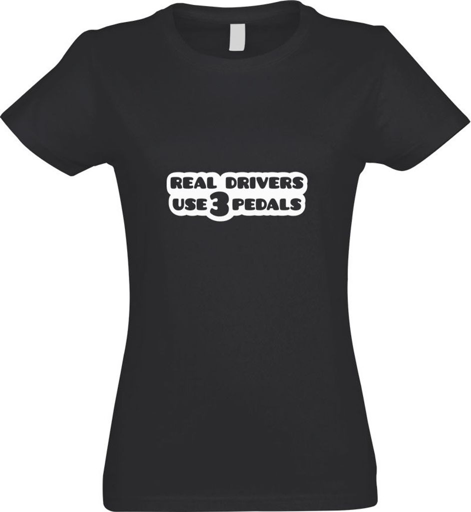 Kiwistar - T-Shirt tailliert - Damen - Graphit - Real Drivers use 3 Pedals - mit Motiv Bedruckt - Funshirt Design - Sport - Freizeit - Damen - S
