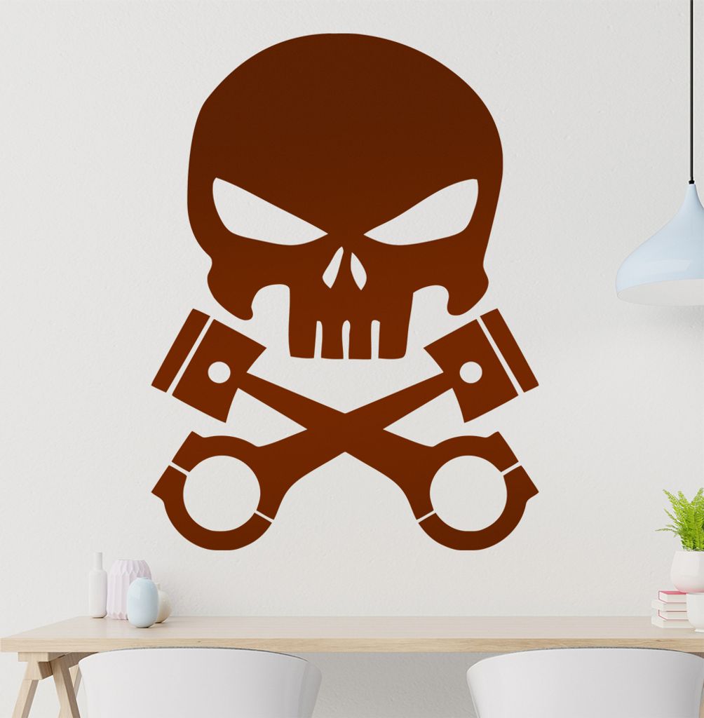 Kiwistar Kolben Schädel Wandtattoo in 6 Größen - Wandaufkleber Wall Sticker - Dekoration, Küche, Wohnzimmer, Schlafzimmer, Badezimmer