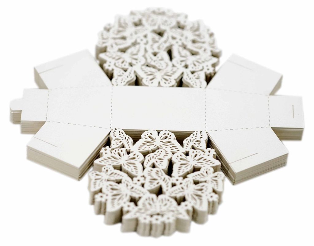 50 Stück Hochzeits-Geschenkboxen – elegantes, hohles Design, einfache Montage – weit verbreitete weiße Geschenkboxen für Partys, Geschenke u...