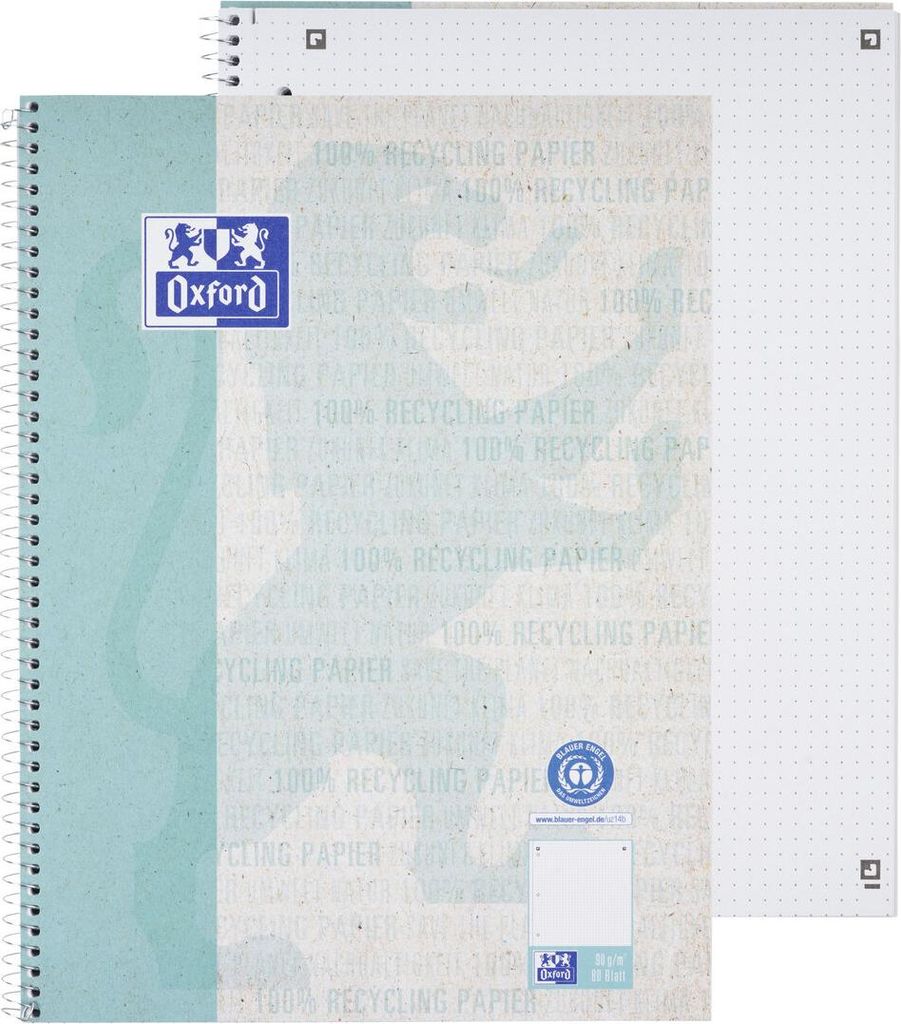 Oxford Recycling Collegeblock A4 80 Blatt, dotted, Produktbild 