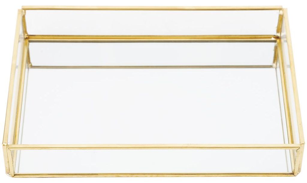 Vintage-Aufbewahrungsbox aus Metall und Glas, goldenes Tablett, Schmuck, Kosmetik, Präsentationsboxen (kleine Größe)