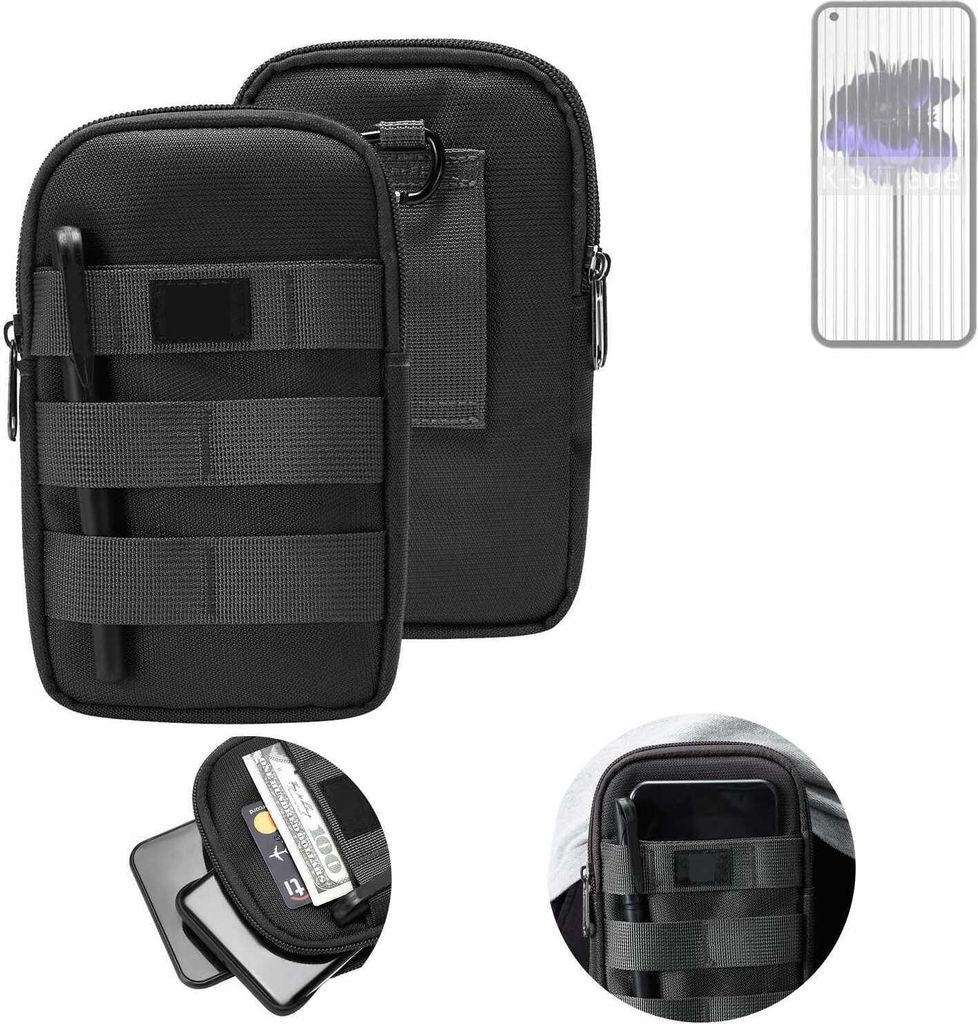 K-S-Trade Holster Gürtel Tasche kompatibel mit Nothing 1 Handy Tasche Schutz Hülle dunkel-grau viele Fächer, 1x