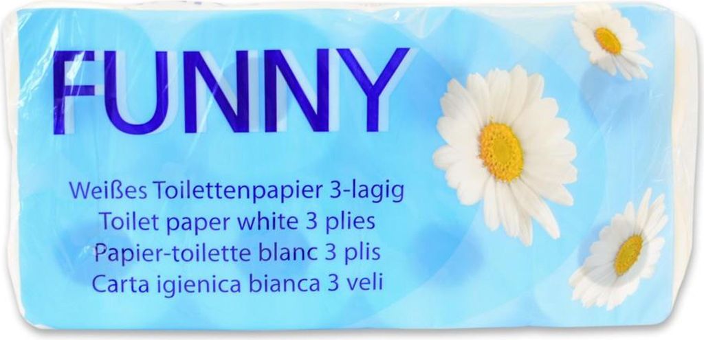 Toilettenpapier Funny - 3-lagig - hochweiß - 144 Rollen - 9,4 x 11 cm