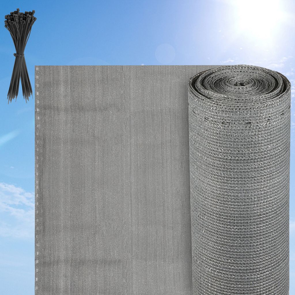 Jiubiaz Schattiergewebe Zaunblende Tennisblende 1.2x25M Sichtschutz HDPE Zaun Netz Schattier Gewebe Windschutz Grau