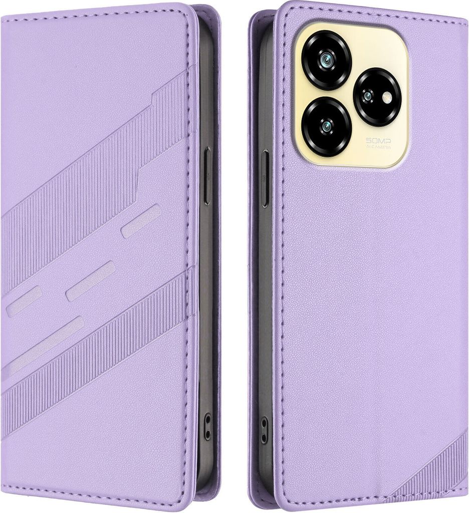 Hülle für ZTE Axon 60 Lite, Kunstleder Brieftaschen Handyhülle mit Kartenfach und Standfunktion Violett
