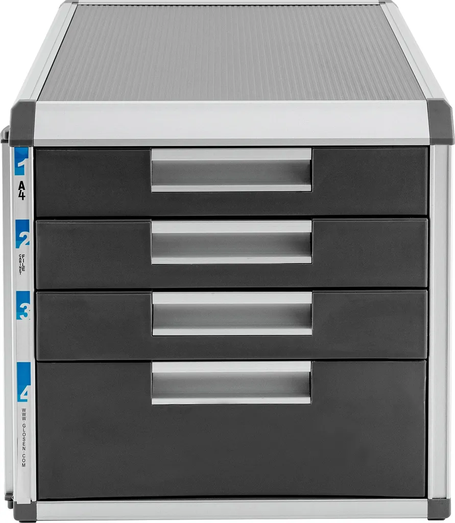 Boîte de rangement 4 tiroirs avec serrure pour dossiers de bureau A4