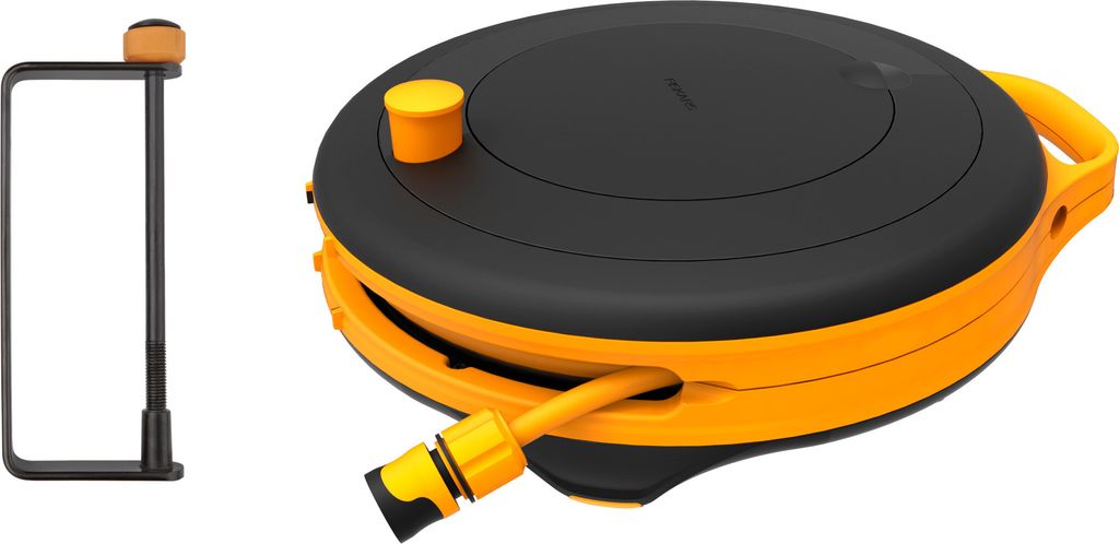 FISKARS Schlauchtrommel Waterwheel S mit 15m Schlauch und Wandhalterung