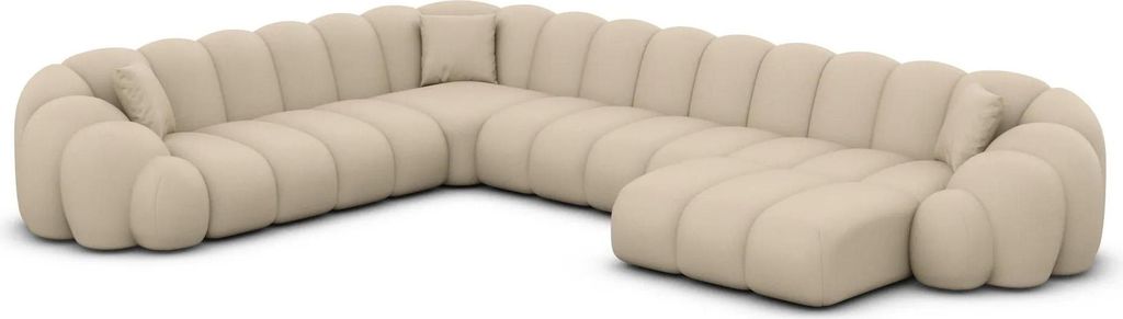 Kunstleder U-Form XXL Wohnlandschaft Liora Beige Rechts