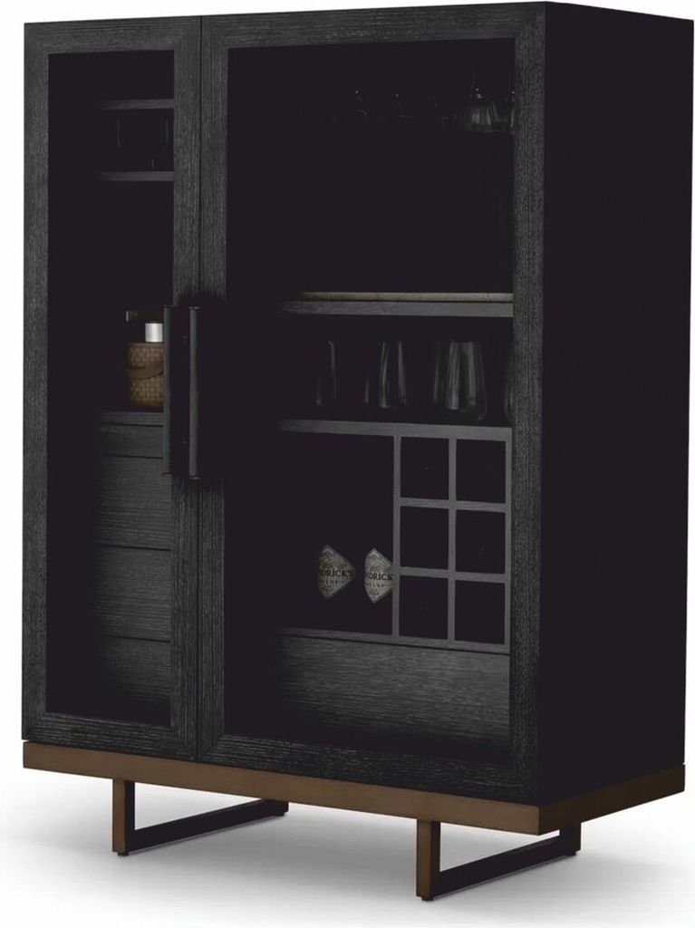 Casa Padrino Luxus Barschrank Schwarzgrau / Bronze H. 150 cm - Bar Möbel