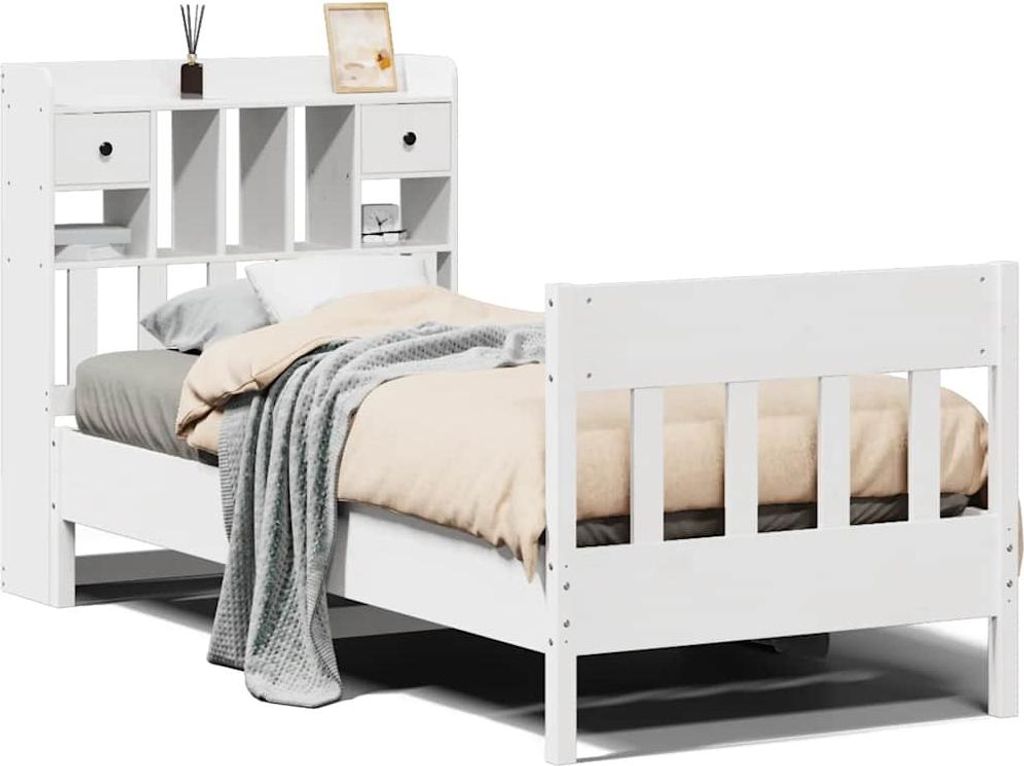 vidaXL Massivholzbett ohne Matratze Weiß 90x190 cm Kiefernholz