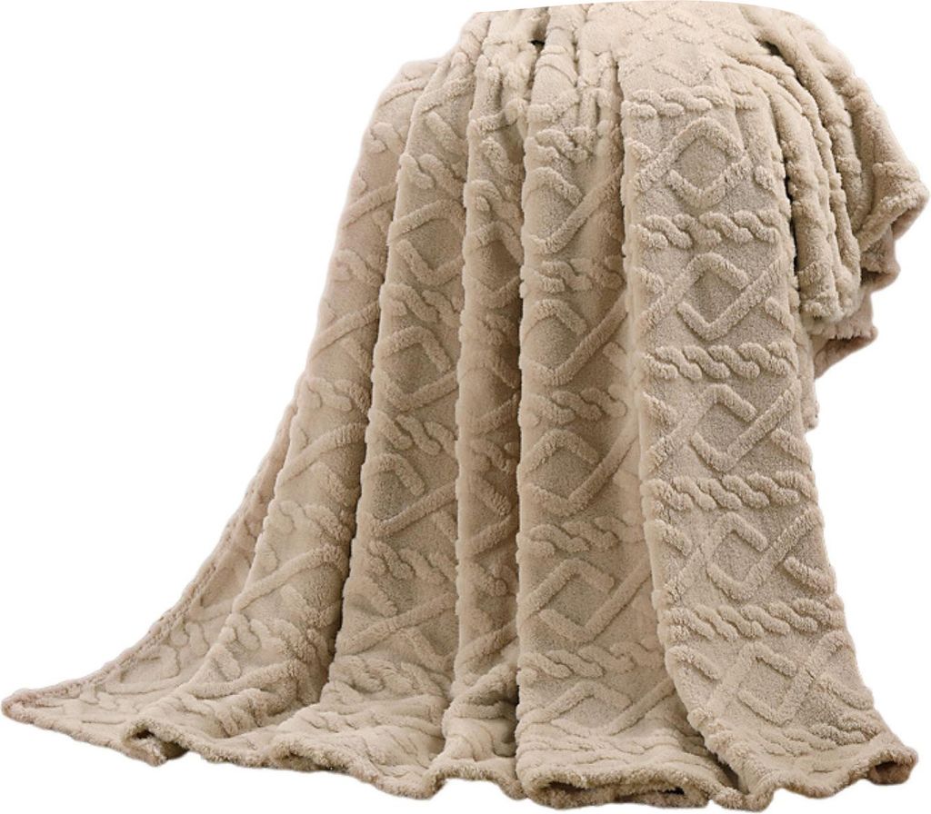 AC-Decke, ultraweich, einlagig, Plüschkomfort, reine Farbe, Jacquard-gewebtes Rautenmuster, maximaler Komfort, Mikrofaser, superwarm, für Schlafs...