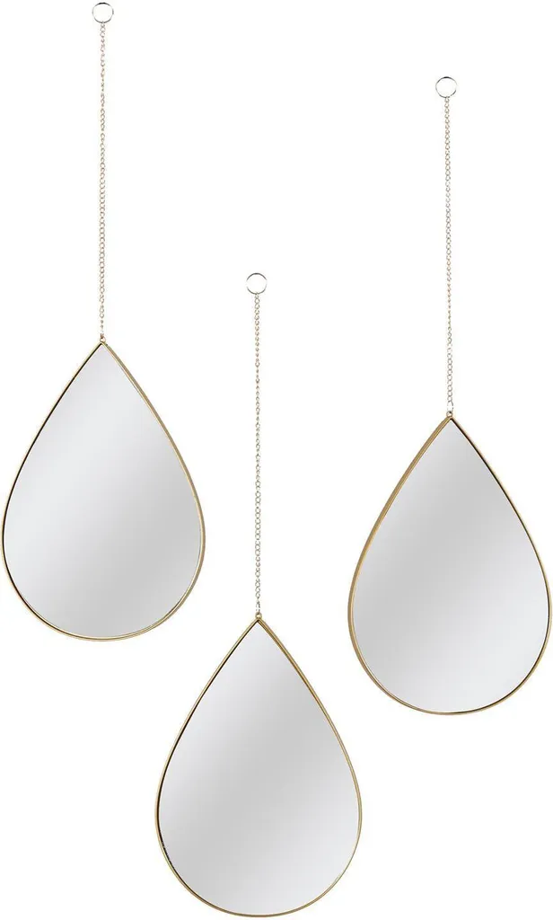 Set 3 Specchi a Goccia Oro - Specchio Parete Decorativo Moderno Luxury
