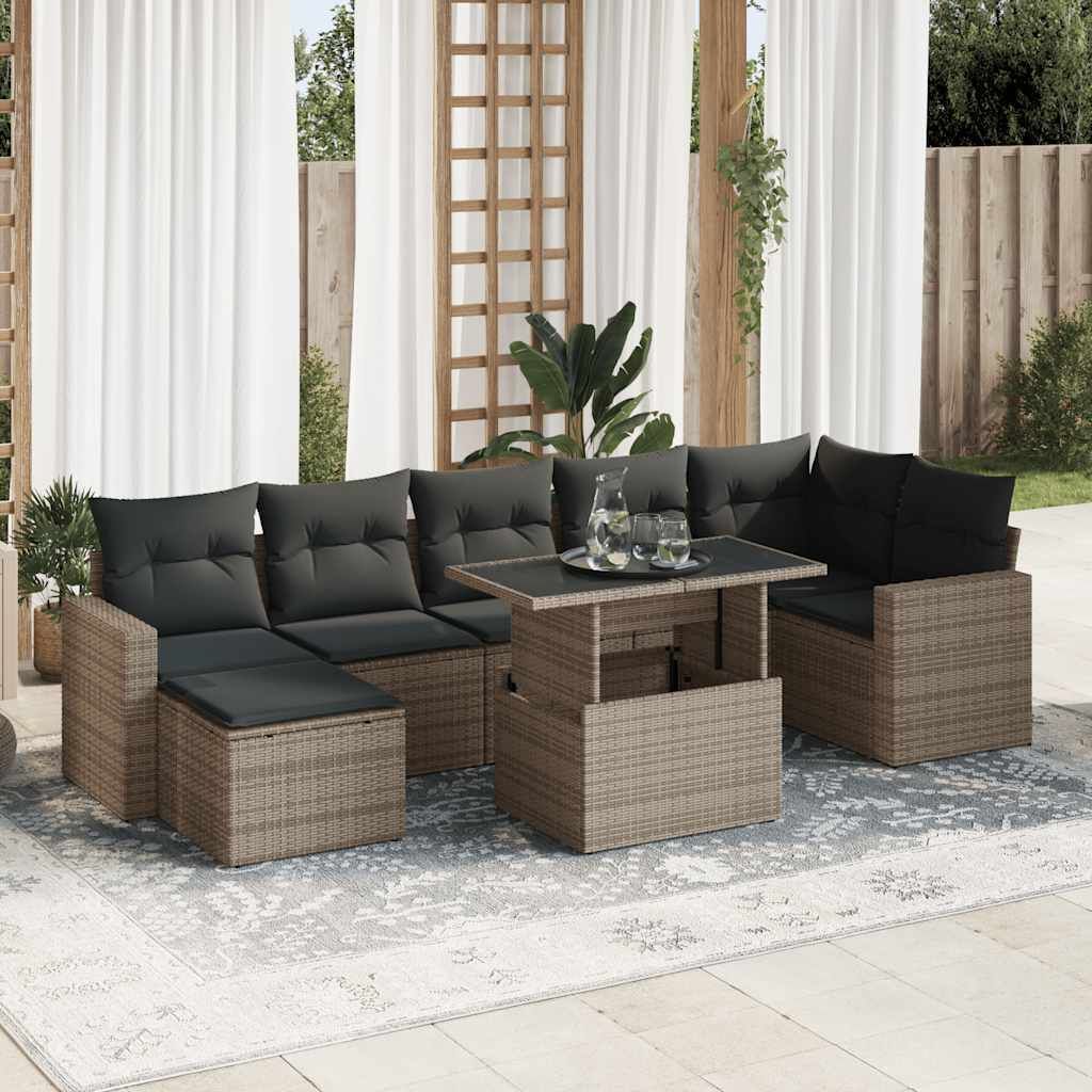 Maison Exclusive - 8-tlg. Garten-Sofagarnitur mit Kissen Grau Poly Rattan