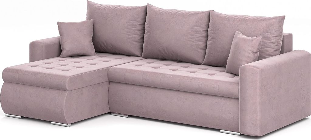 Ecksofa Luis L - Eckcouch L-Form, Sofa Couch, mit Schlaffunktion, Bettkasten, Kissen und Steppung, Polstermöbel, LINKS, Riviera 62