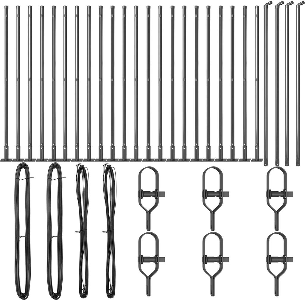 Möbel Zaunpfosten mit Grundplatten 26 Stück Ø32mm 50cm Verzinkter Stahl - Zaunzubehör 3350235