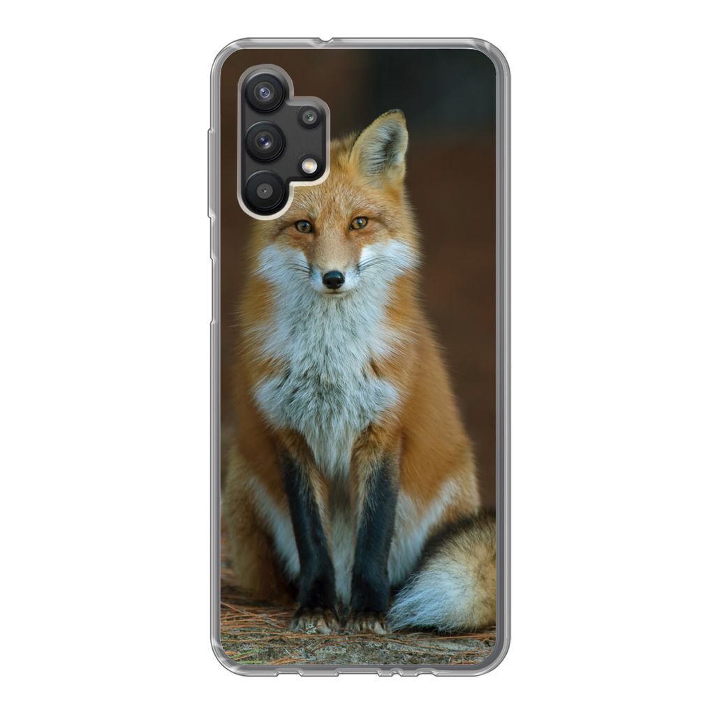 MuchoWow Handyhülle Schutzhülle Hülle für Samsung Galaxy A32 5G Fuchs - Makro - Rot Silikon Softcase Handy Hülle - Softcase