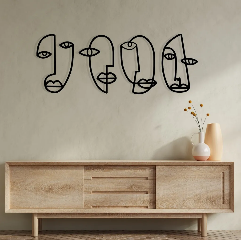 Wallity Anacreon Décoration Murale en Métal Noir - Design XXL 133x46 cm