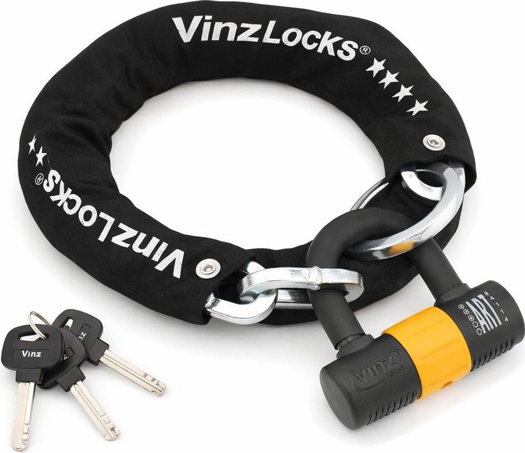 VINZ Kungur Kettenschloss ø10mm | ART 3 Zertifikat | Schloss für Roller Scooter Motorrad Moped E-Bike & hochwertiges Fahrrad | sicheres Rollersch...