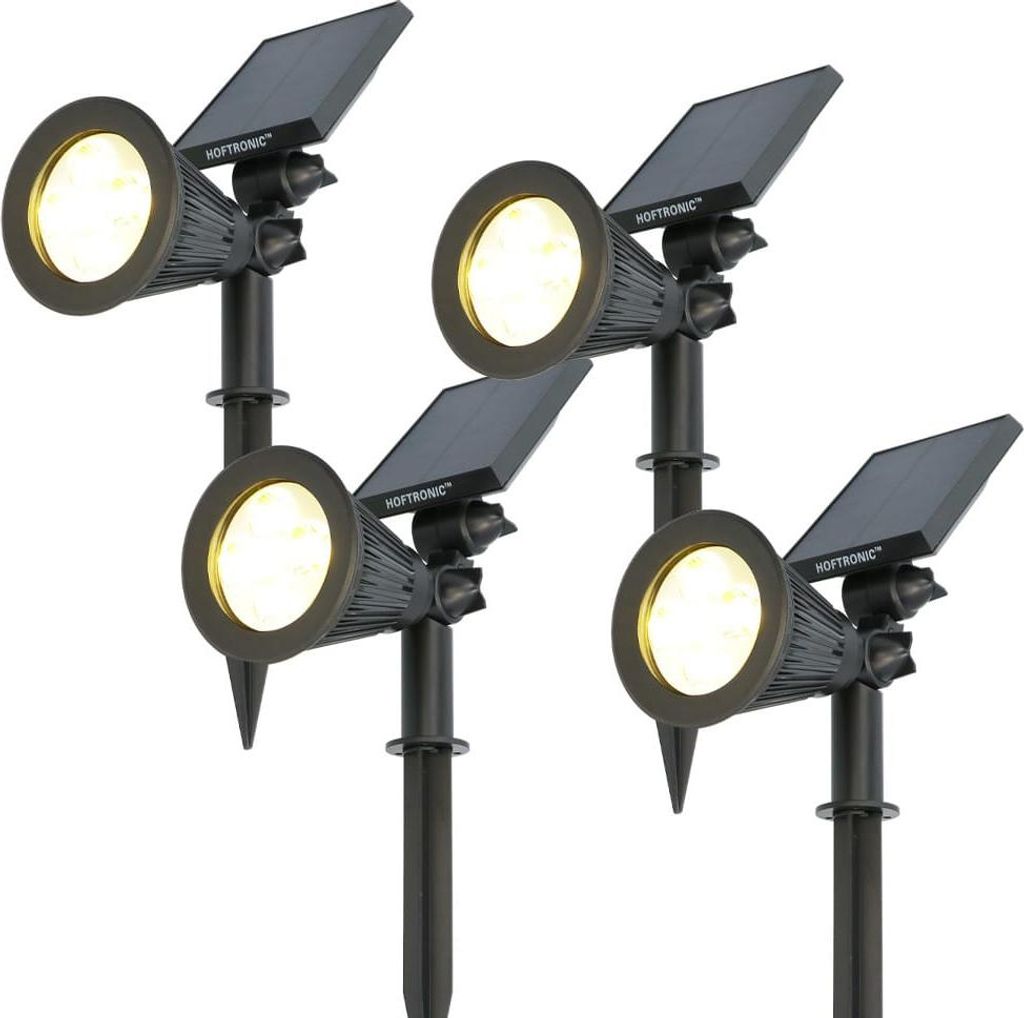 hoftronic LED Solar Gartenstrahler 2W 3000K 300lm IP65 Schwarz 4er Set