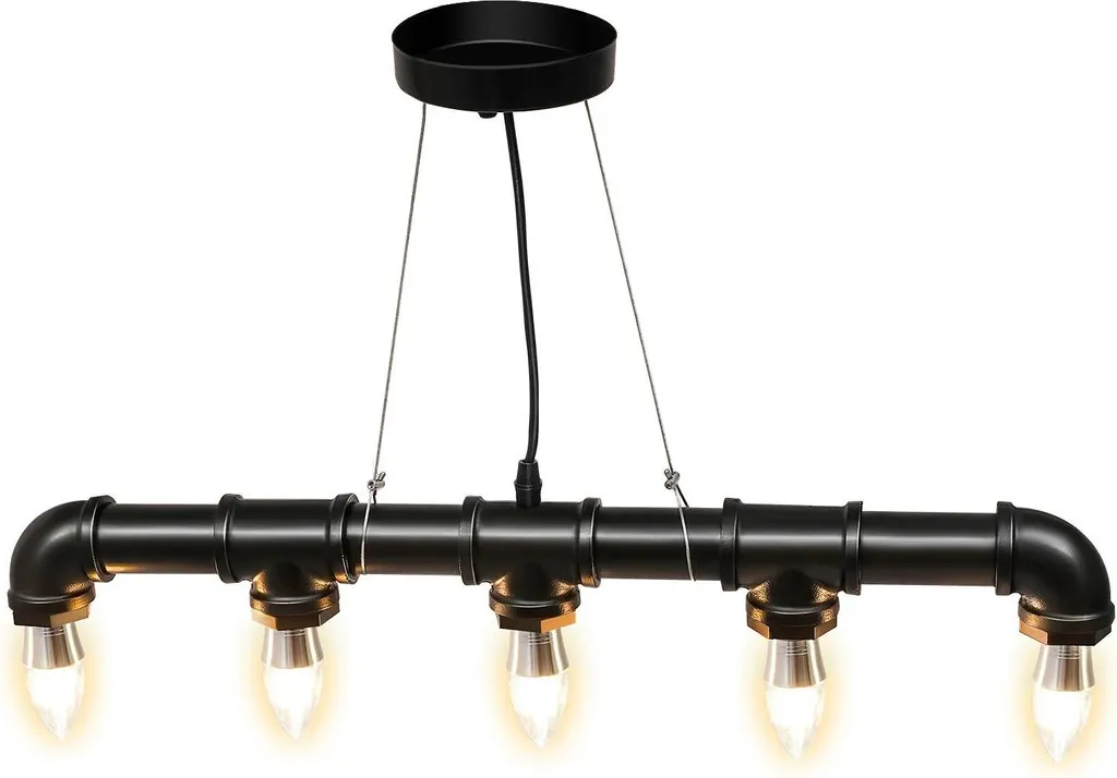 Suspension industrielle 5 flammes pour éclairer de grands volumes noir