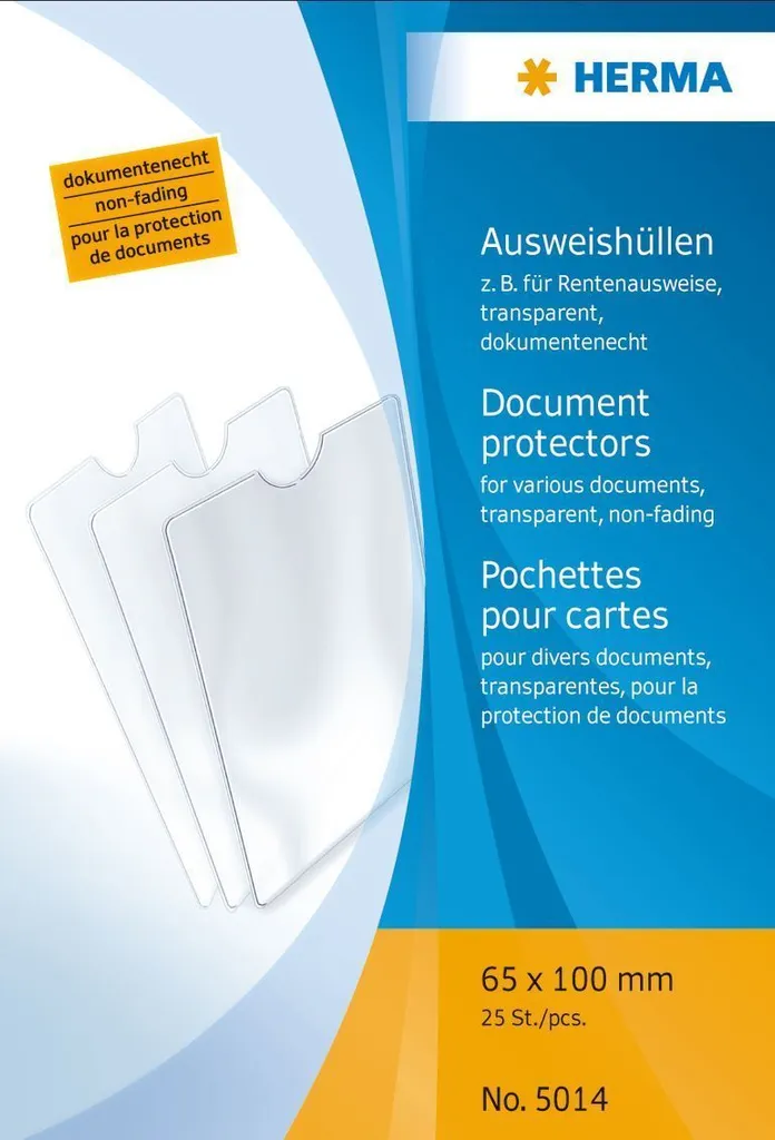 Protéger sa Carte d'Identité et de Retraite : Pochettes Herma 65x100 mm 25x